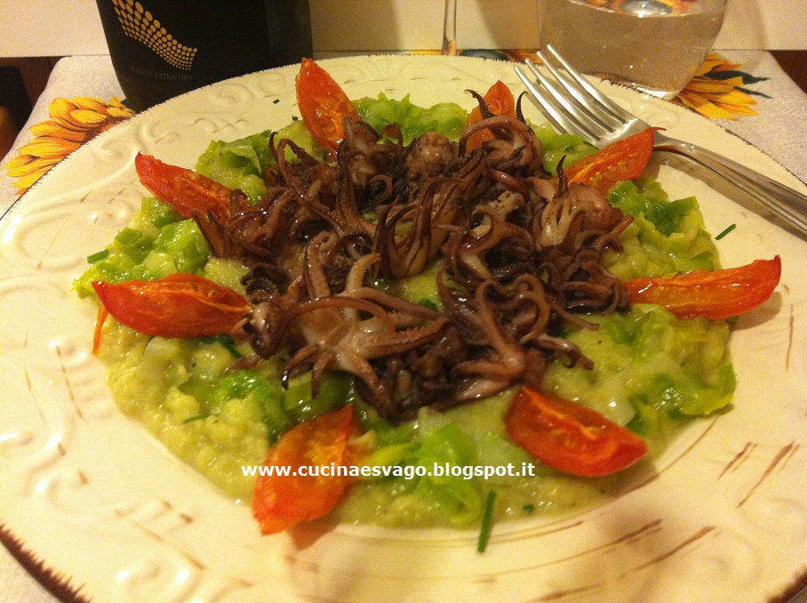 Crema Di Melanzane E Porro Con Ciuffi Di Calamari Cucina Svago